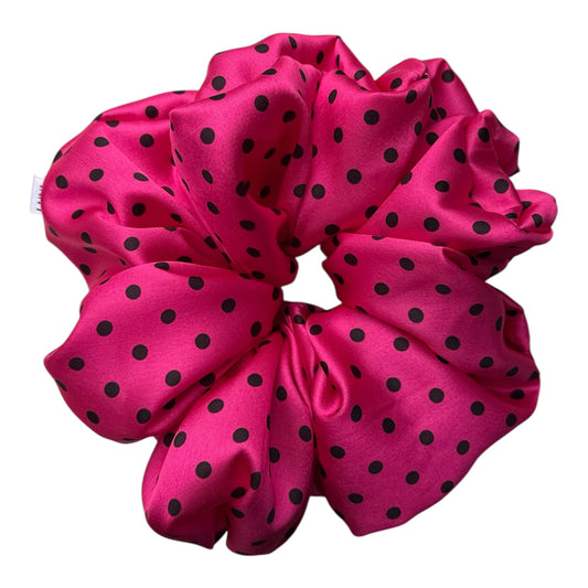 HOT PINK POLKA SCRUNCHIE